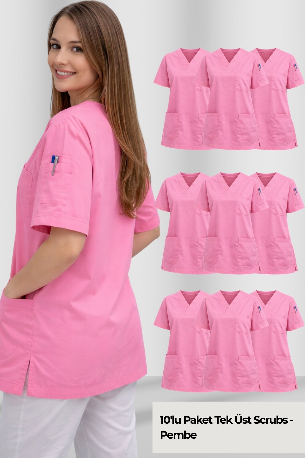 Kadın Scrubs Takım Seti | 10’lu Medikal Forma | Farklı Renk Seçenekleri