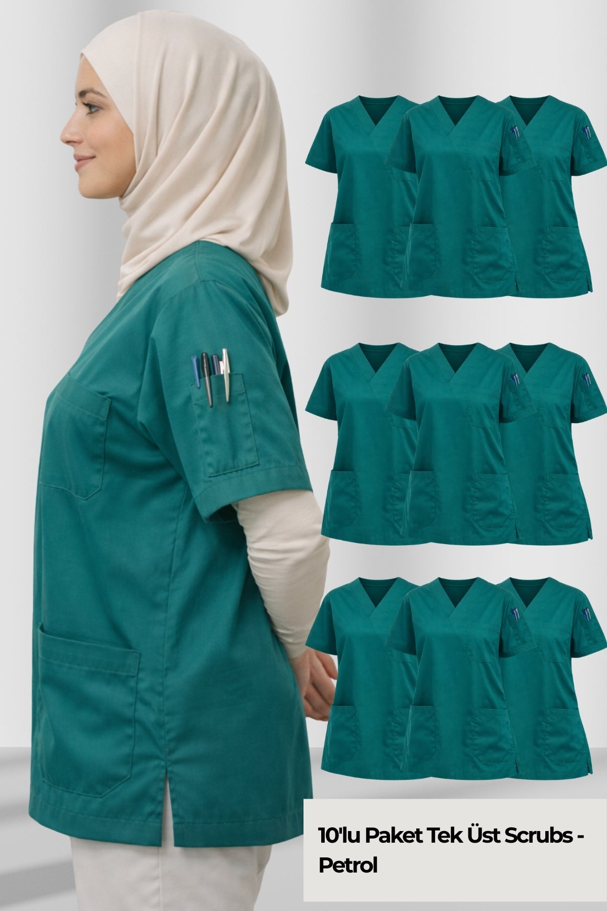 Kadın Scrubs Takım Seti | 10’lu Medikal Forma | Farklı Renk Seçenekleri