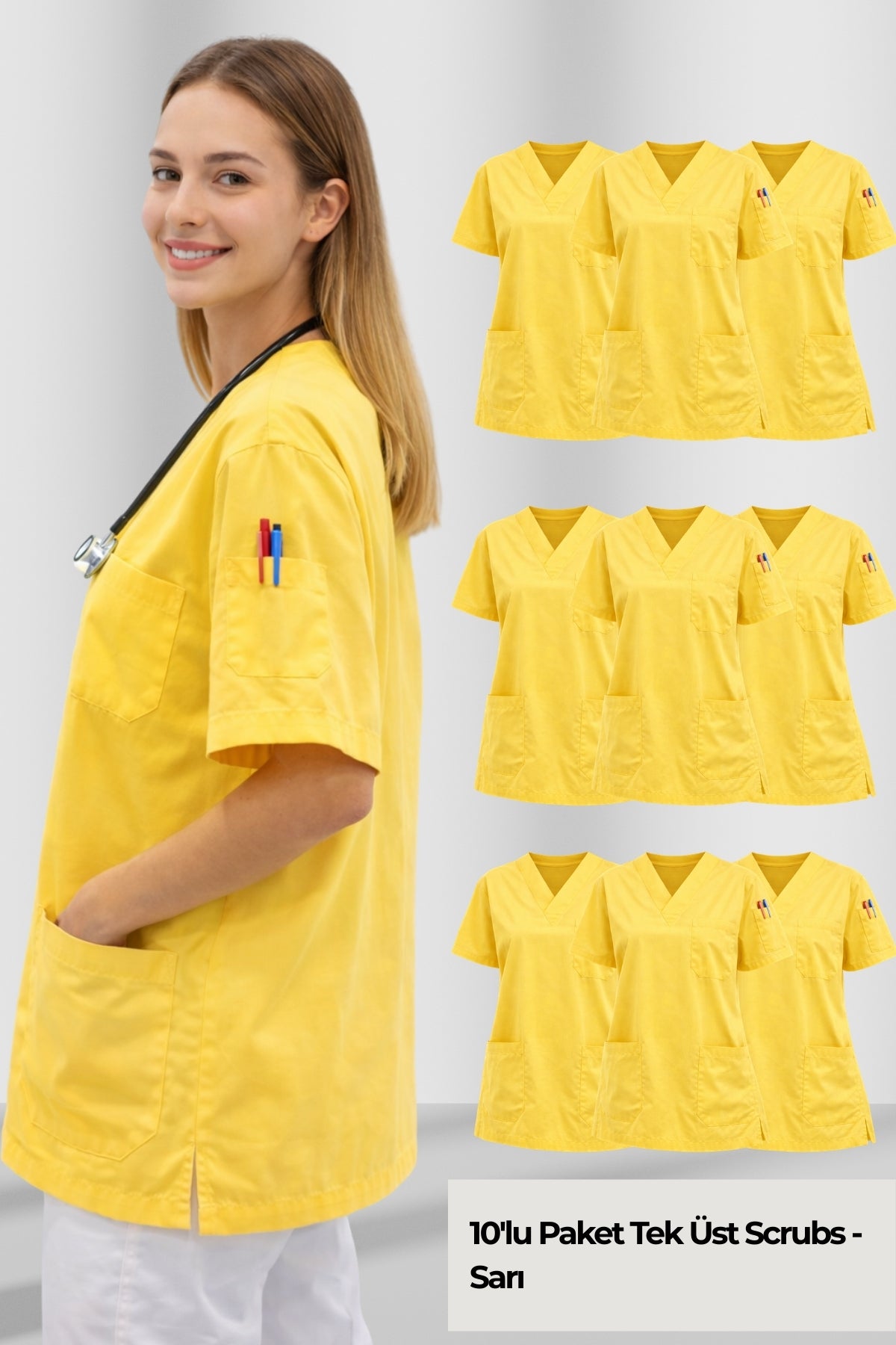 Kadın Scrubs Takım Seti | 10’lu Medikal Forma | Farklı Renk Seçenekleri