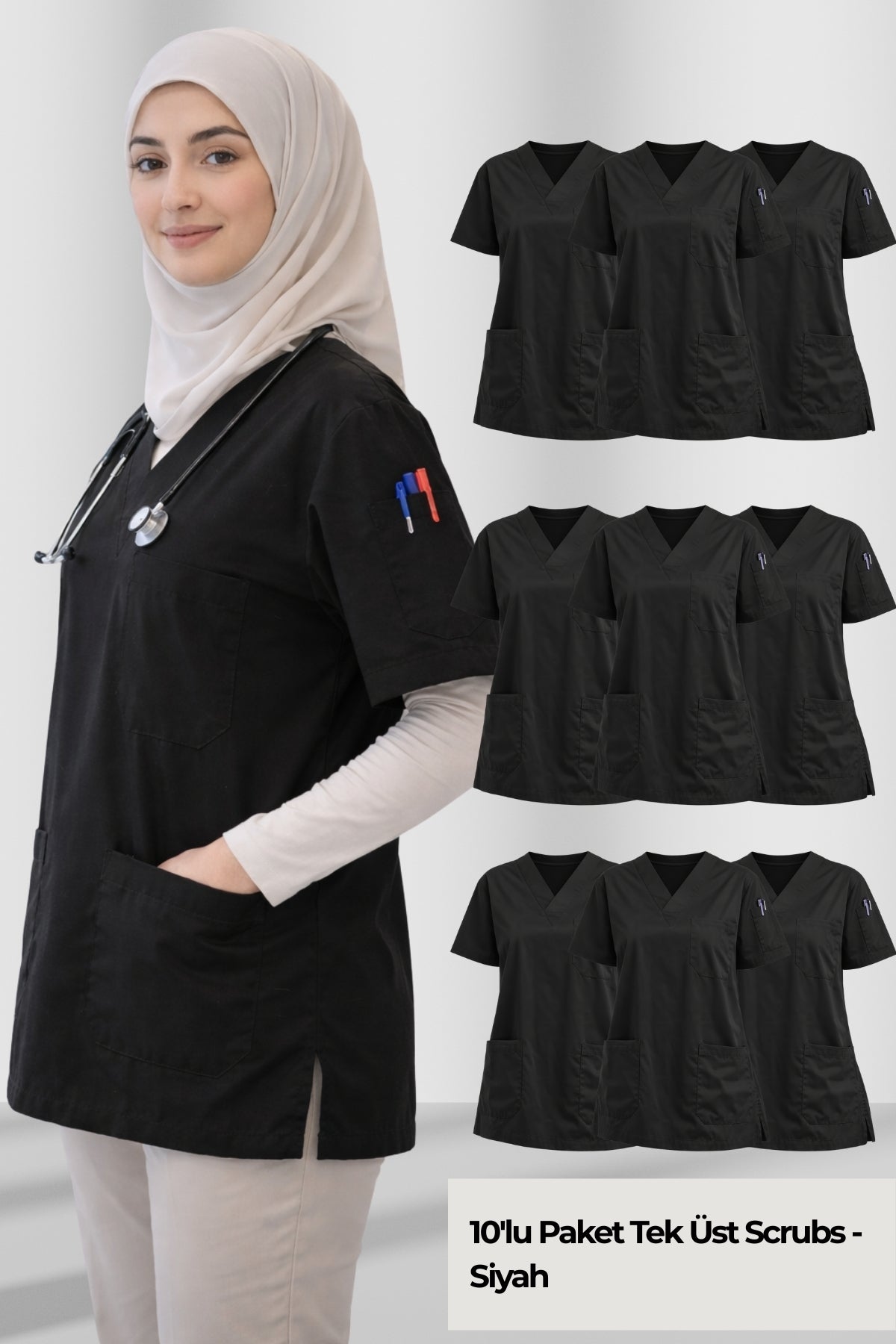 Kadın Scrubs Takım Seti | 10’lu Medikal Forma | Farklı Renk Seçenekleri
