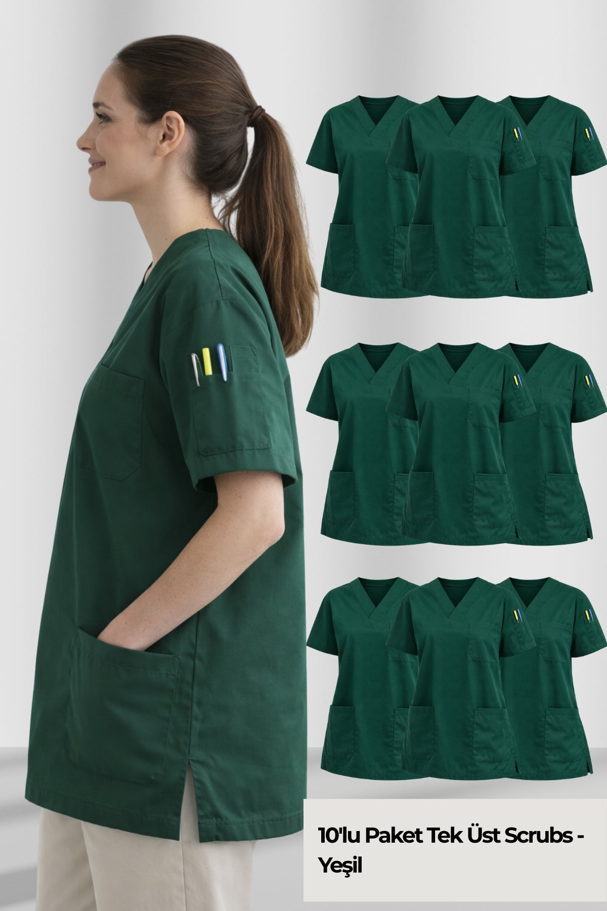 Kadın Scrubs Takım Seti | 10’lu Medikal Forma | Farklı Renk Seçenekleri