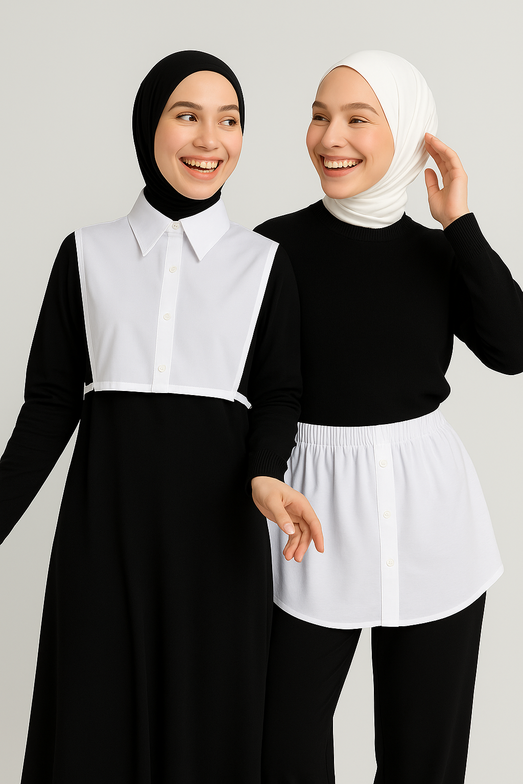 2'li Paket Gömlek Etek ve Gömlek Yaka Seti - Beyaz