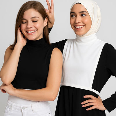 2'li Paket Penye Tesettür Boyunluk - Siyah ve Beyaz