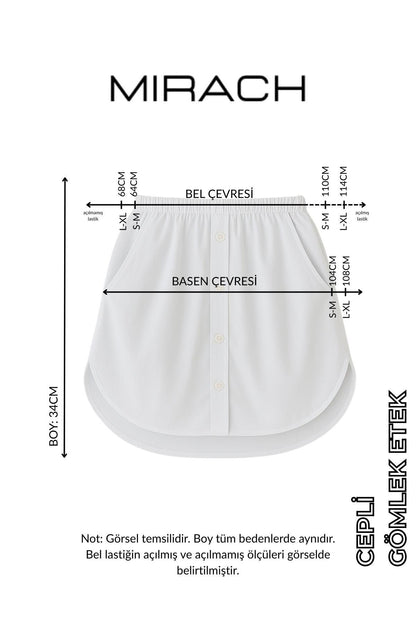 2'li Paket Cepli Gömlek Etek Seti - Siyah ve Beyaz