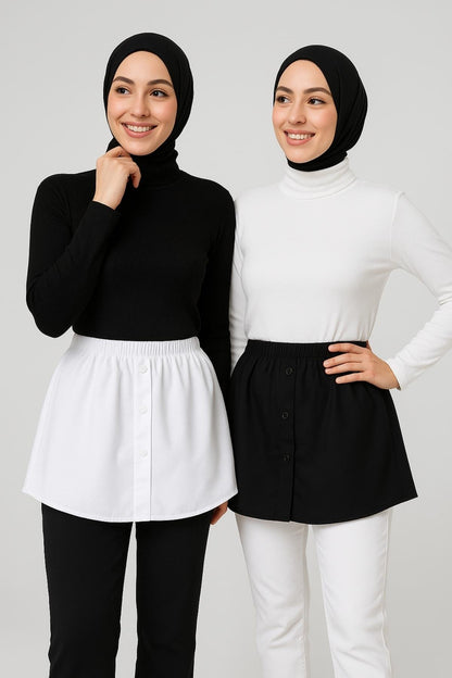 2'li Paket Gömlek Etek Seti - Siyah ve Beyaz