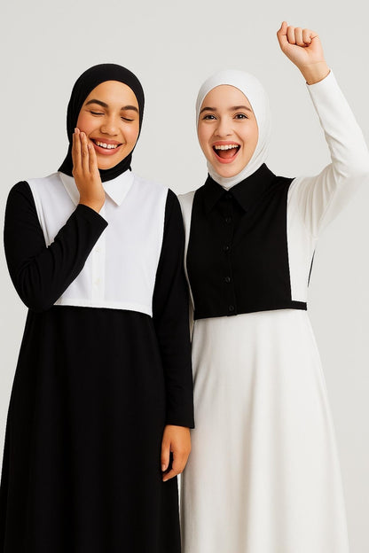 2'li Paket Gömlek Yakası Seti - Siyah ve Beyaz