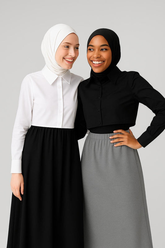 2'li Paket Gömlekli Kolluk - Siyah ve Beyaz