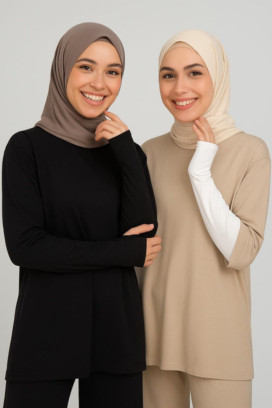 2'li Paket Parmak Detaylı Lastikli Kolluk Seti - Beyaz ve Siyah