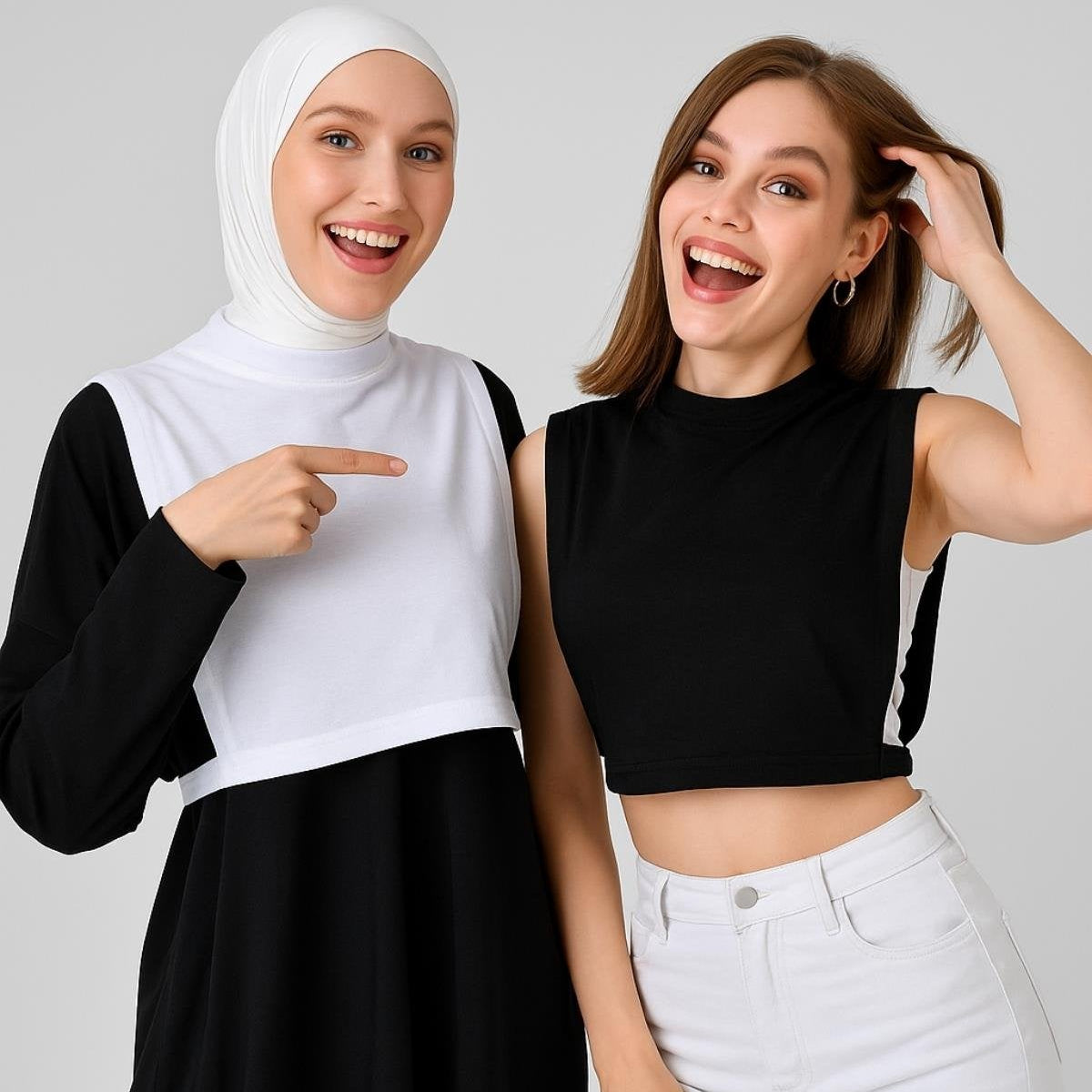 Beyaz tesettür boyunluk kolluk modeli günlük kombin örneği