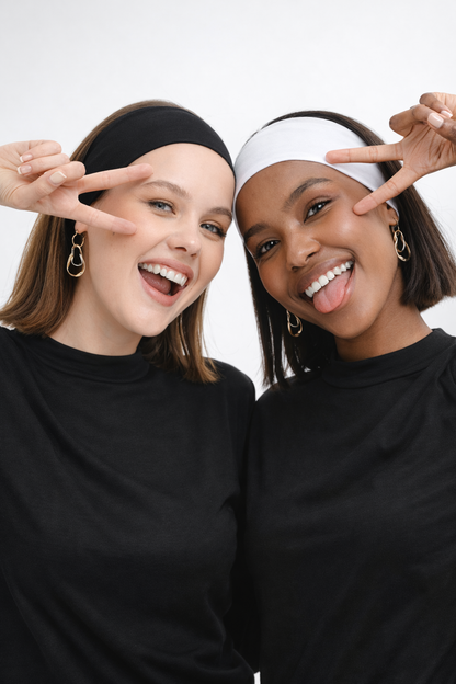 2'li Paket Geniş Bone Bandana - Siyah ve Beyaz