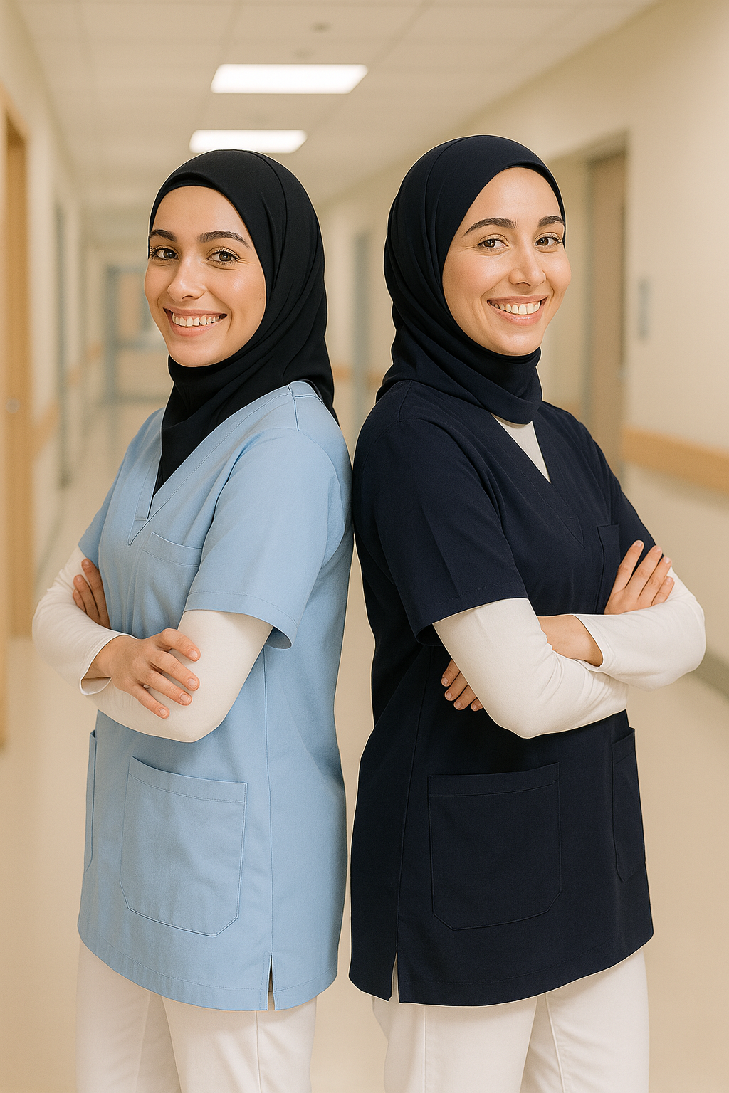 2'li Paket Tek Üst 4 Cepli Scrubs Forma - Lacivert ve Mavi