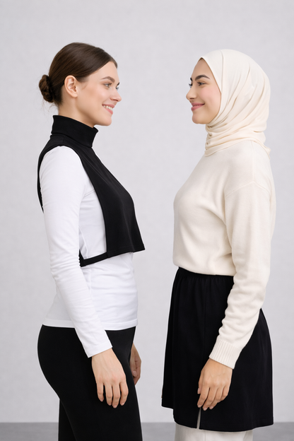 2-Pack Black Slit Skirt and High-Neck Sleeveless Neckline Set