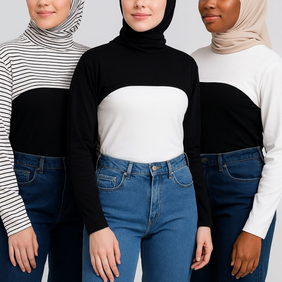 Siyah tesettür boyunluk ve uzun kolluk modeli günlük kombin