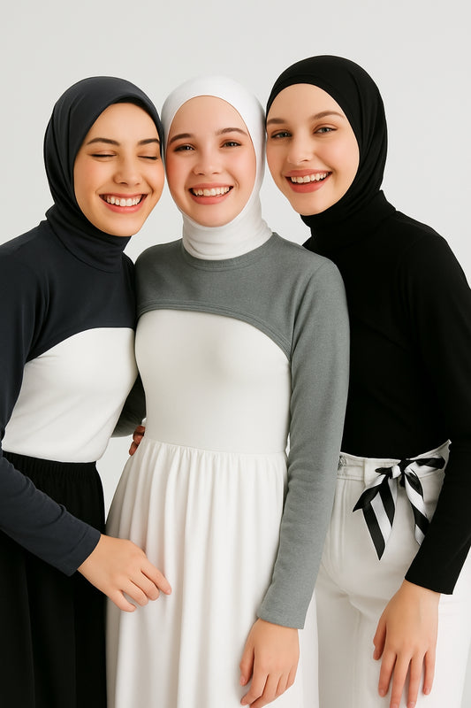 3'lü Set Dik Yaka Boyunluklu Kolluk - Siyah, Antrasit, Gri