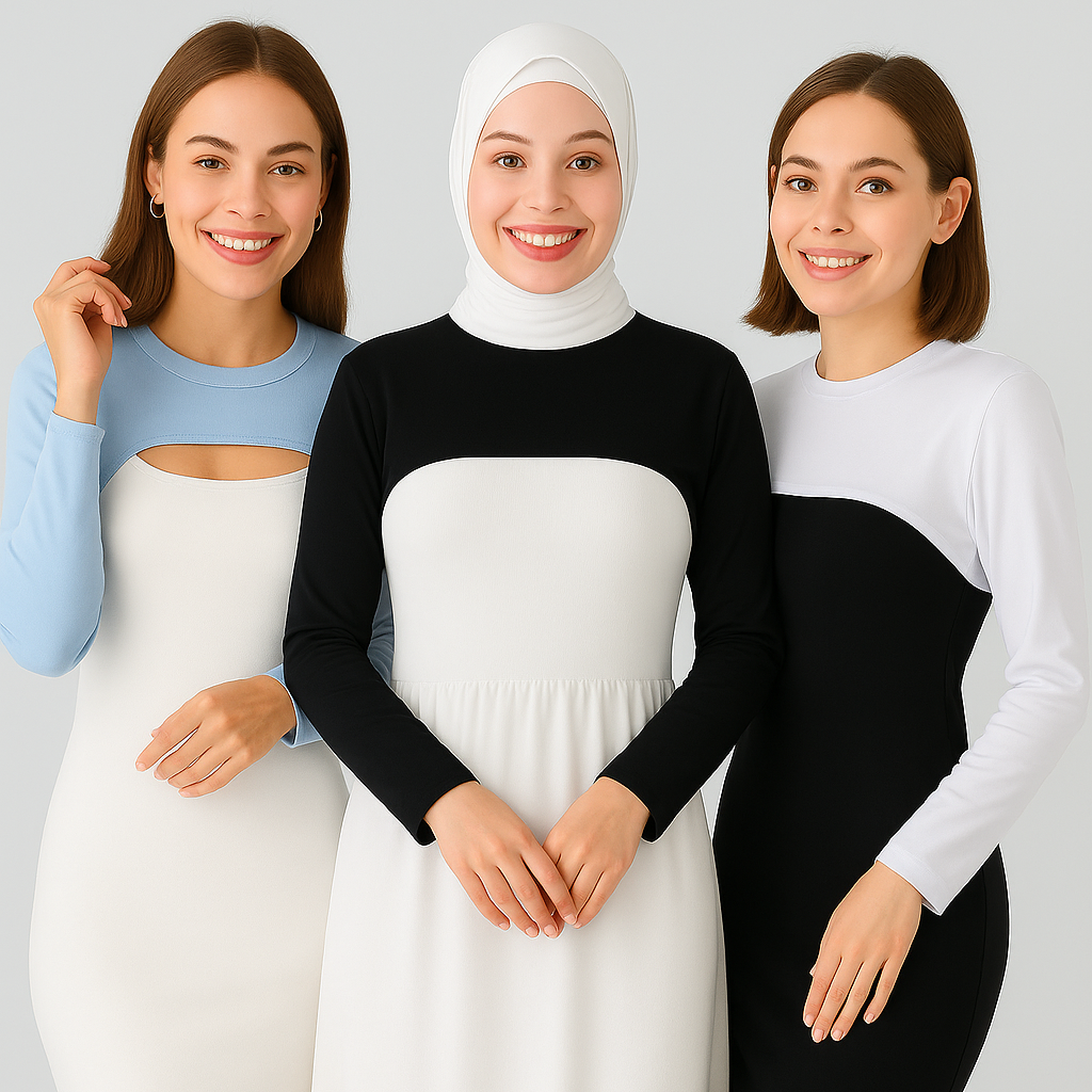 siyah kolluk ve boyunluklu tesettür kombin şık ve minimal stil