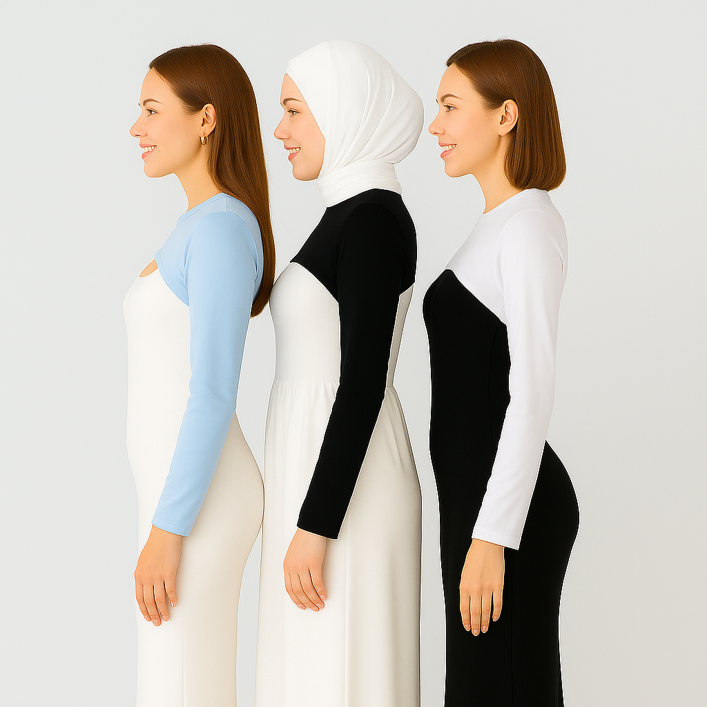 uzun kolluk ve boyunluklu tesettür elbise kombinleri günlük şıklık