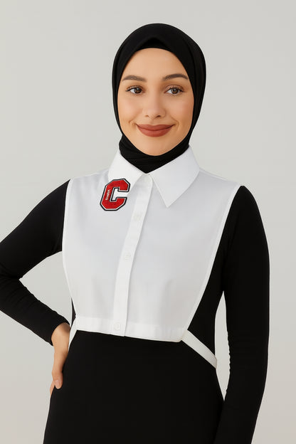 Shirt Collar with Letter C Detail - White 