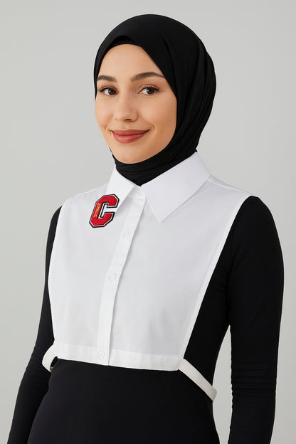 Shirt Collar with Letter C Detail - White 