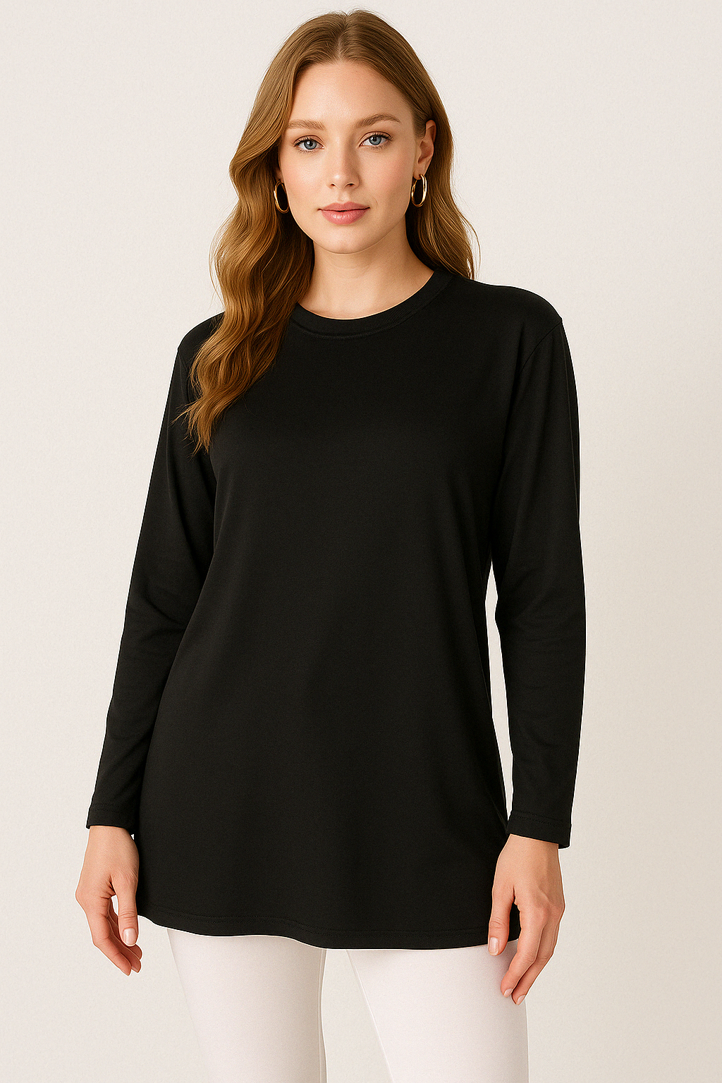 Uzun Kollu Tunik (Bandana Hediyeli) - Siyah