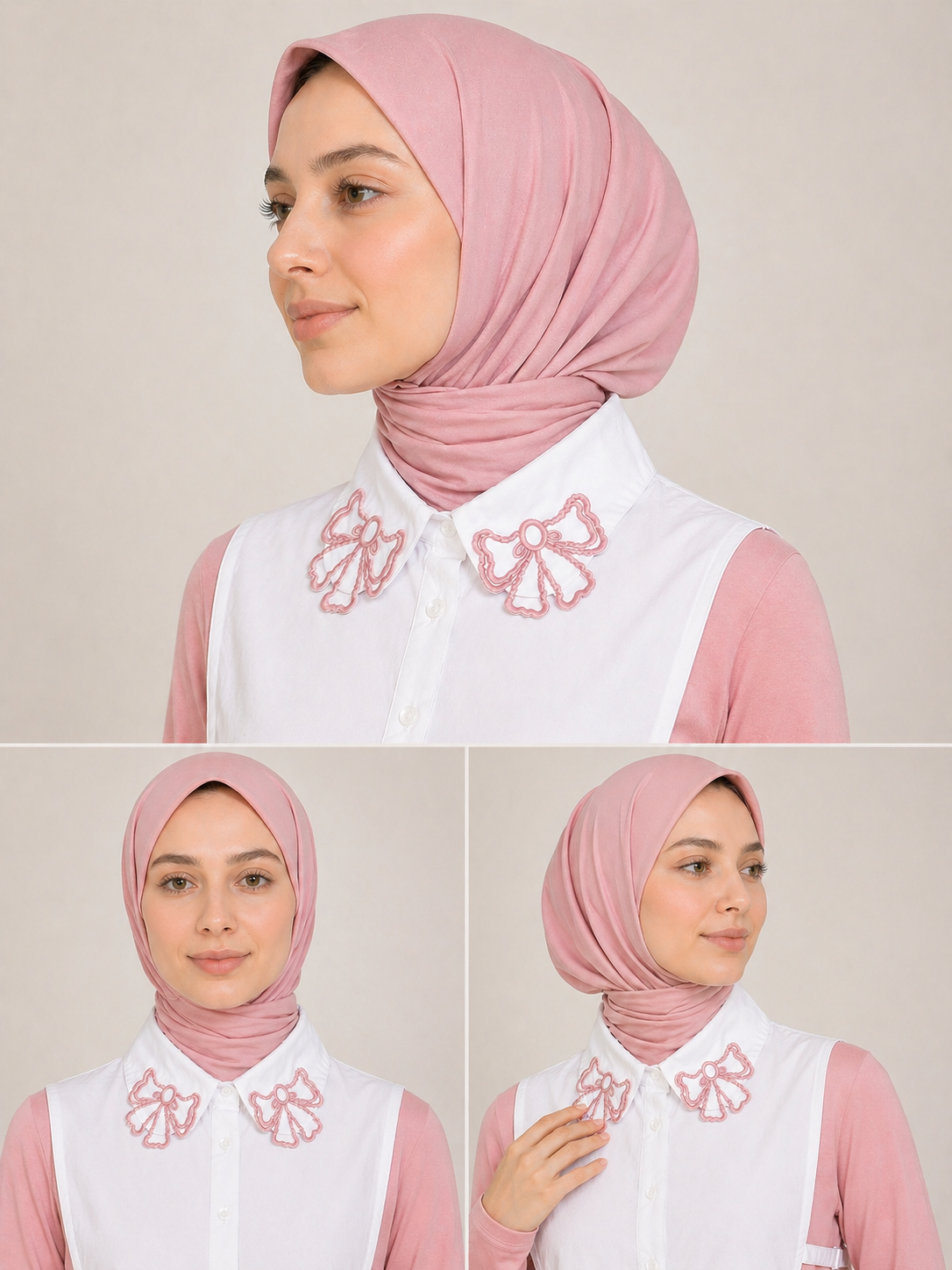 Kiremit Fiyonk Nakışlı Sahte Yaka