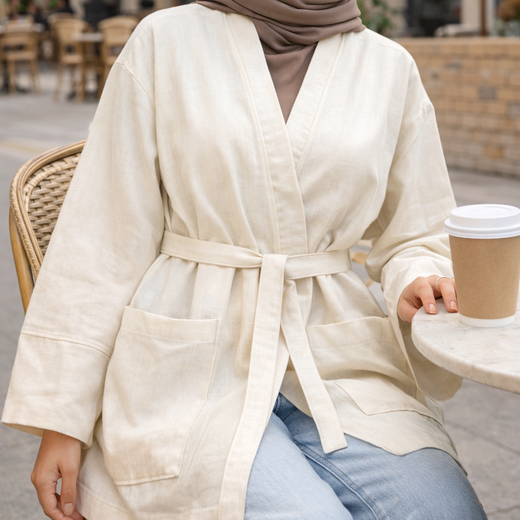 uzun tunik modelleri tesettür şık tunik krem renk