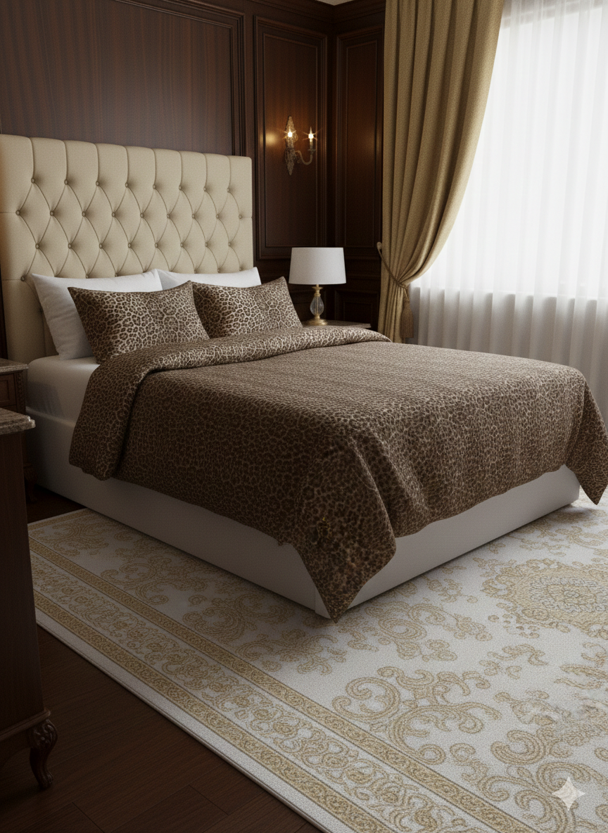 Leopar Desenli %100 Pamuk Saten Çift Kişilik Nevresim Takımı