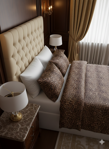 Leopar Desenli %100 Pamuk Saten Çift Kişilik Nevresim Takımı