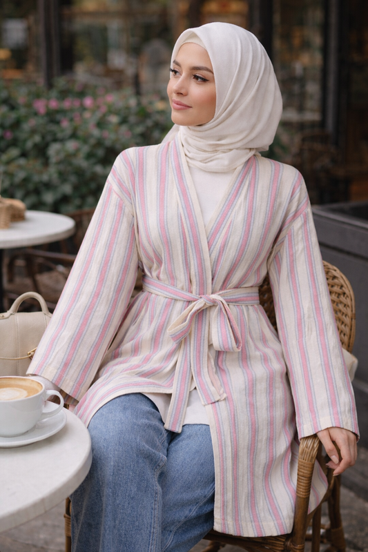 Handwoven Kimono - Pink and Blue