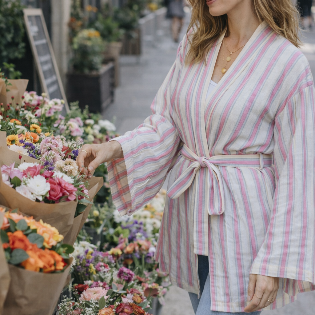 Kadın tunik modelleri uzun çizgili tesettür tunik tasarımı