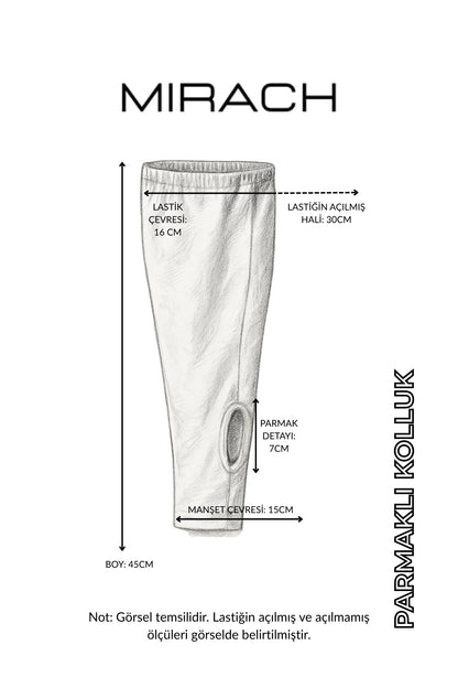 MIRACH Curve Büyük Beden Parmak Detaylı Lastikli Kolluk - Beyaz
