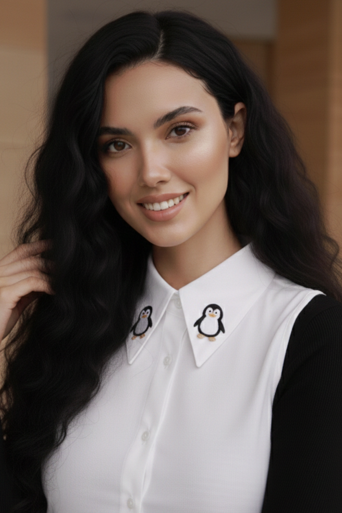 Penguin in Snow Shirt Collar