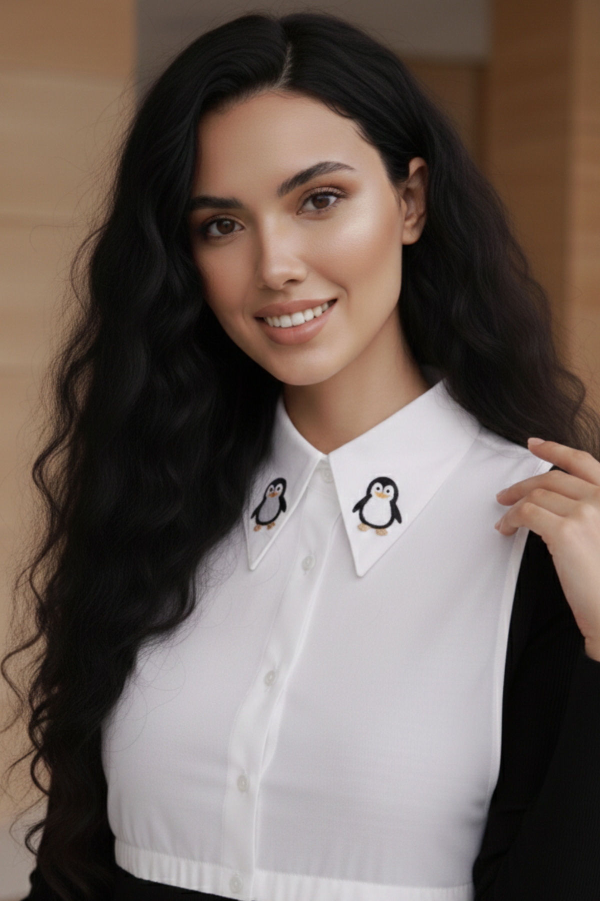 Penguin in Snow Shirt Collar