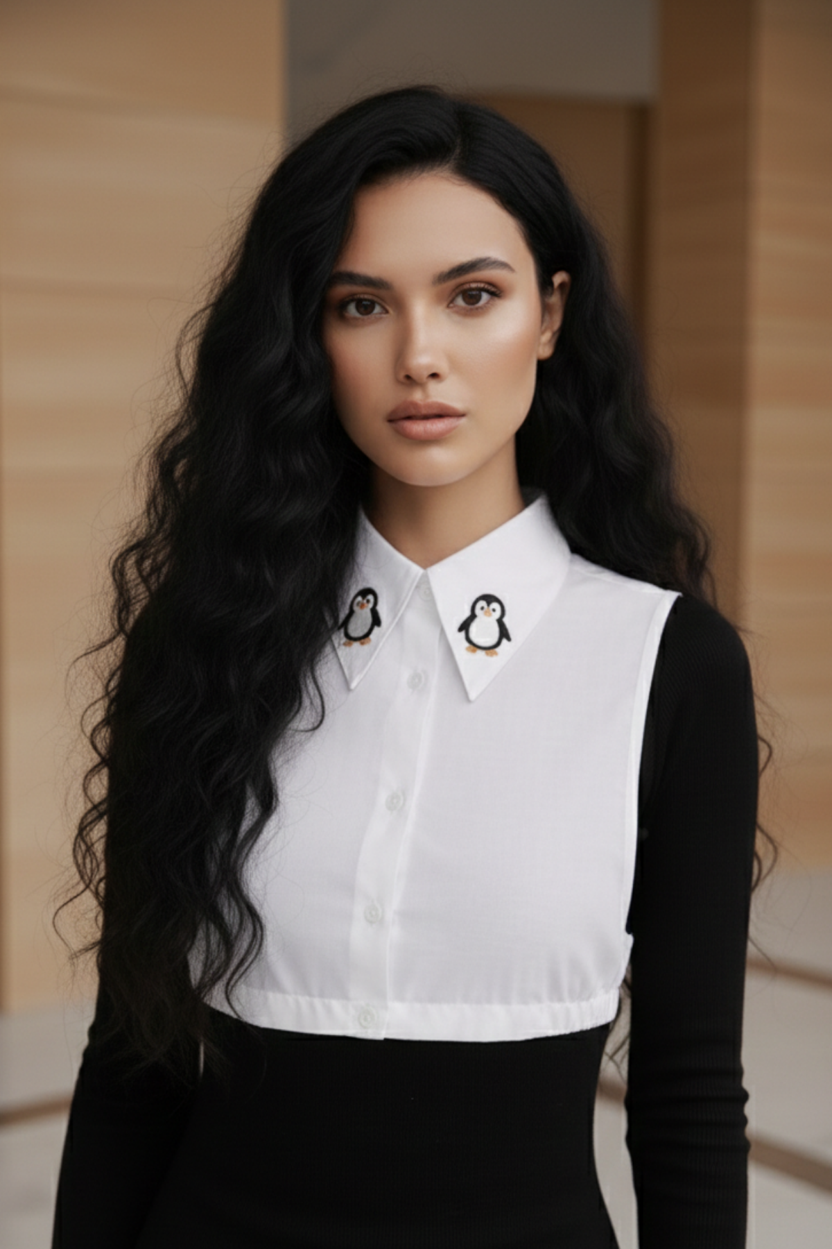 Penguin in Snow Shirt Collar