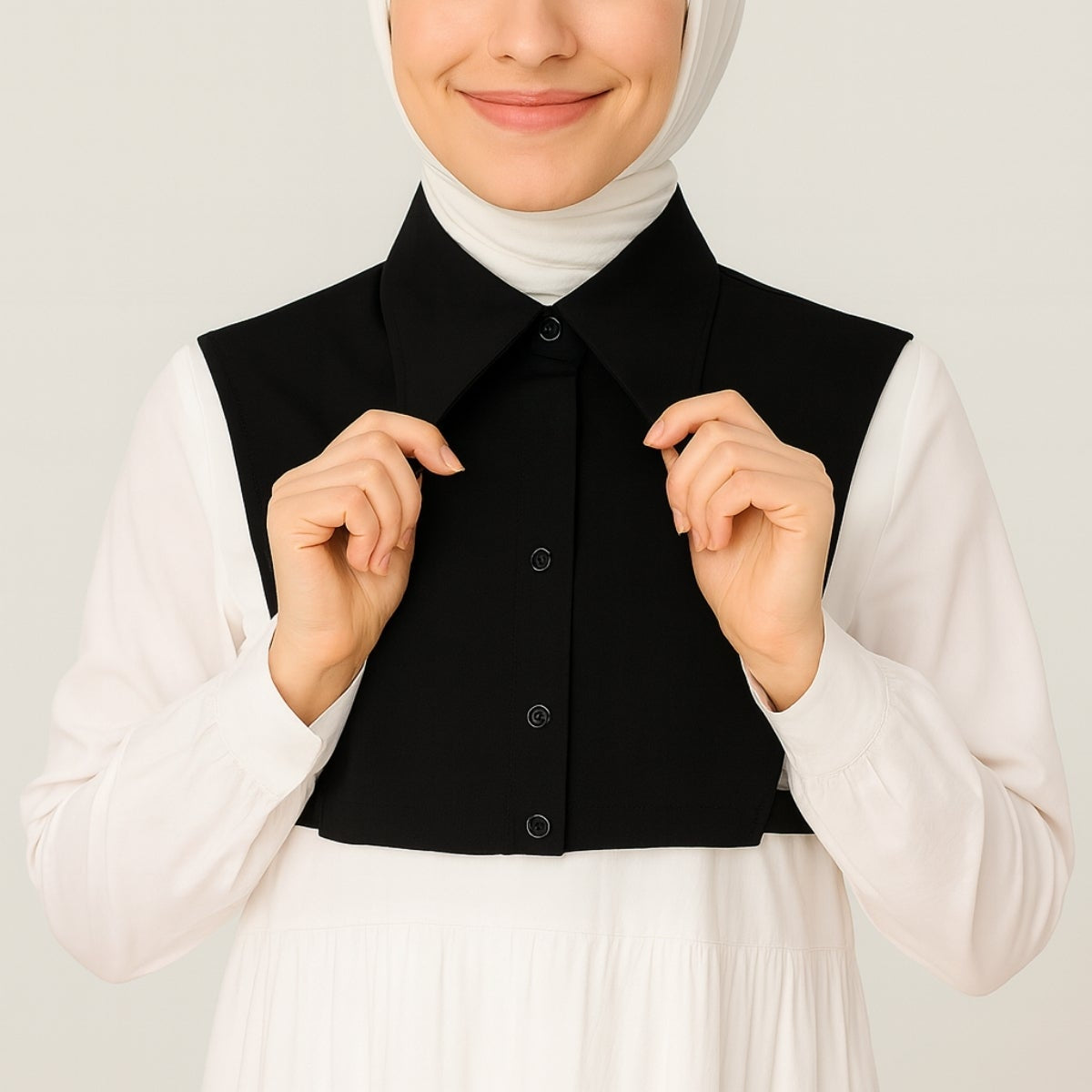 Kazak içine gömlek yakası görünümü sağlayan seyyar yaka modeli