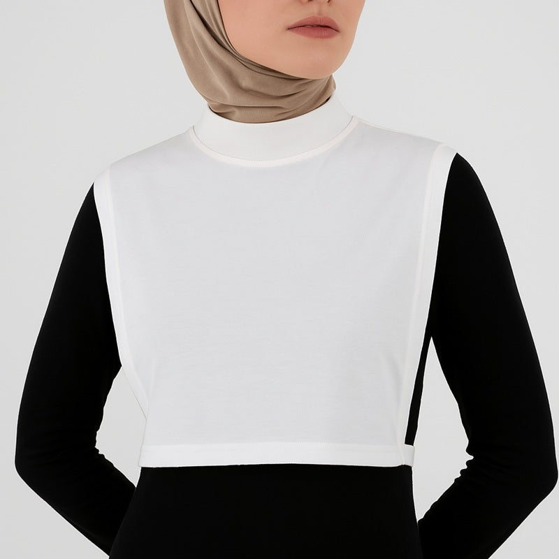Tesettür boyunluk kolluk kombin beyaz modern tesettür boyunluk modeli