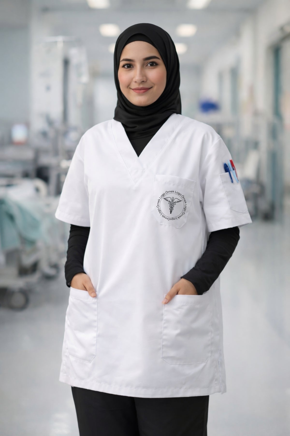 Kadın Scrubs Üst Forma Seti 5’li Paket | 4 Cepli Medikal Üst | Rahat ve Dayanıklı