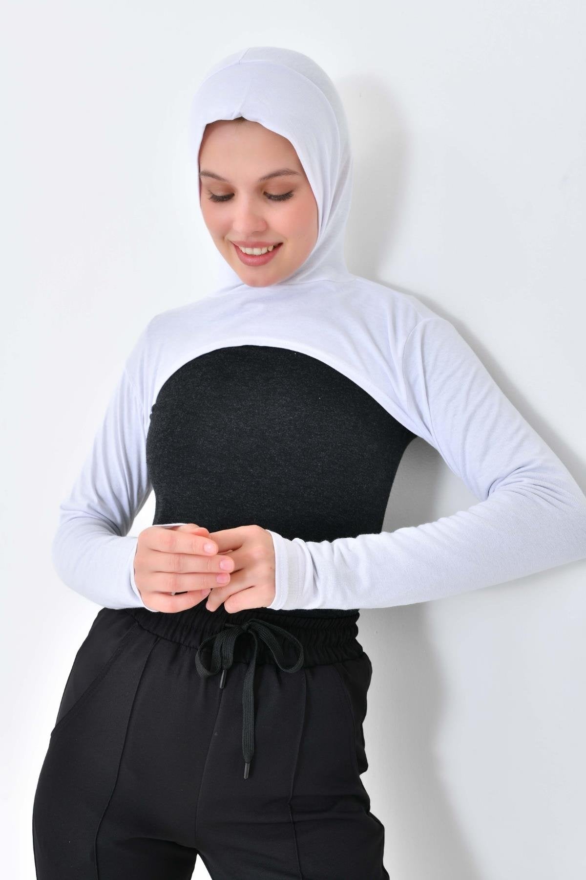 Boneli Boyunluklu Kolluk - Beyaz