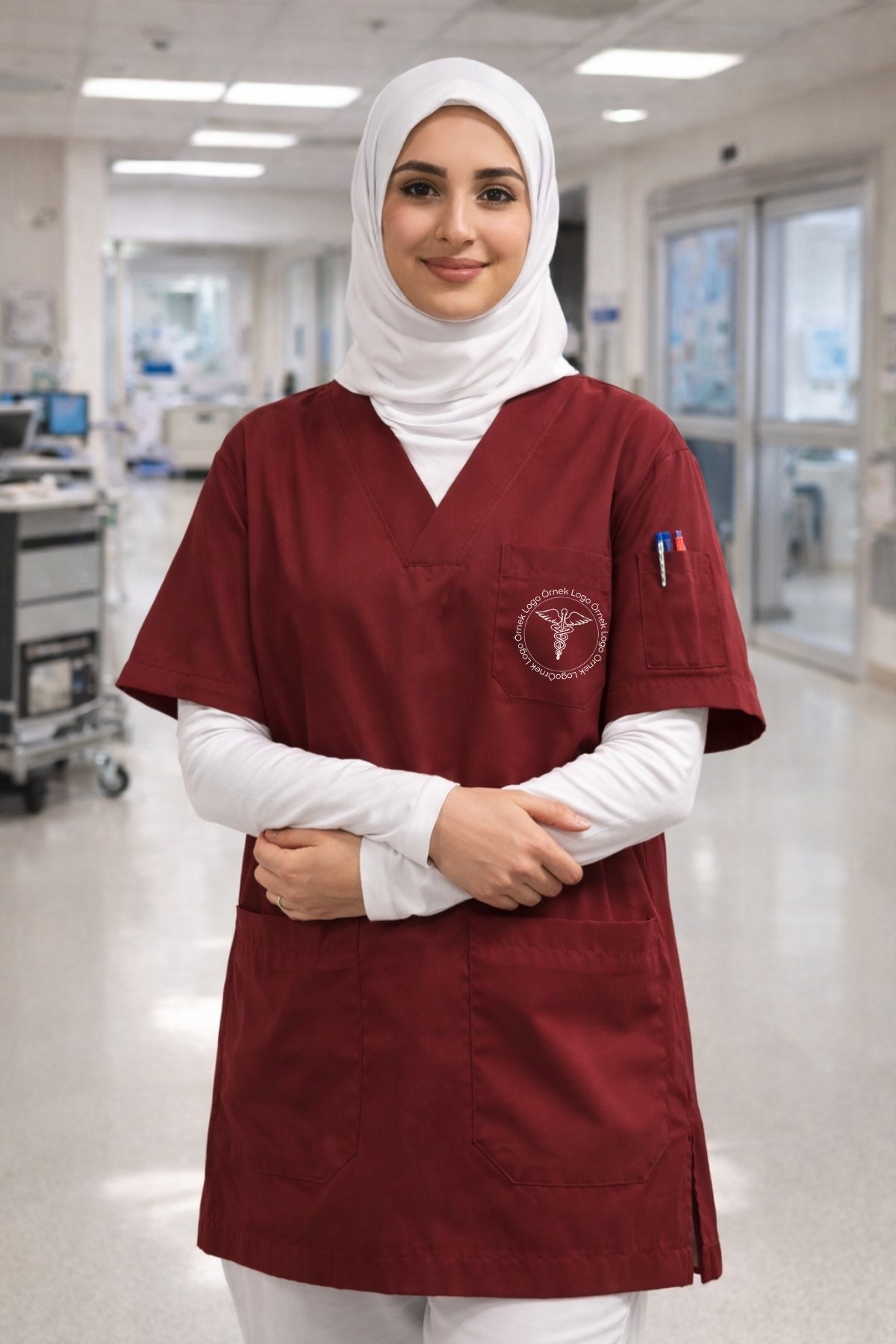 Kadın Scrubs Üst Forma Seti 5’li Paket | 4 Cepli Medikal Üst | Rahat ve Dayanıklı