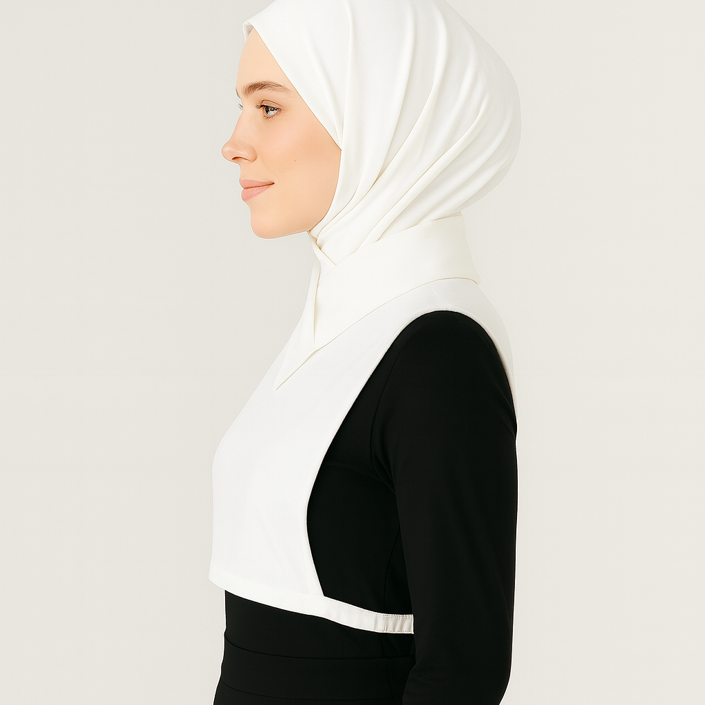 Kadın tesettür boyunluk ve uzun kolluk şık kombin örneği