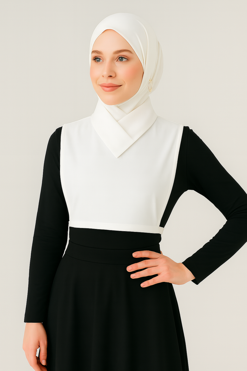 Turtleneck Sleeveless Neck Collar - White