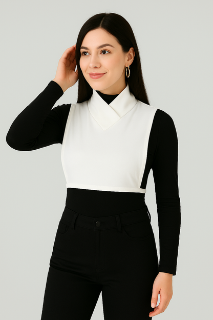 Turtleneck Sleeveless Neck Collar - White