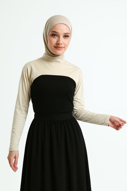Dik Yaka Boyunluklu Kolluk - Bej