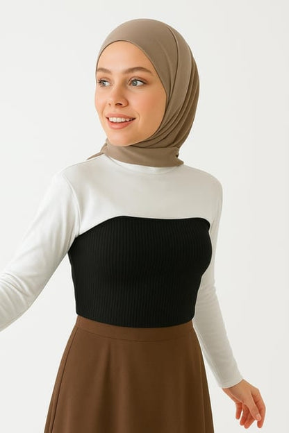 Dik Yaka Boyunluklu Kolluk - Krem