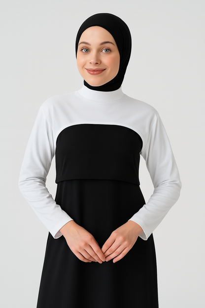 Stand Collar Neck Collar Sleeve - White
