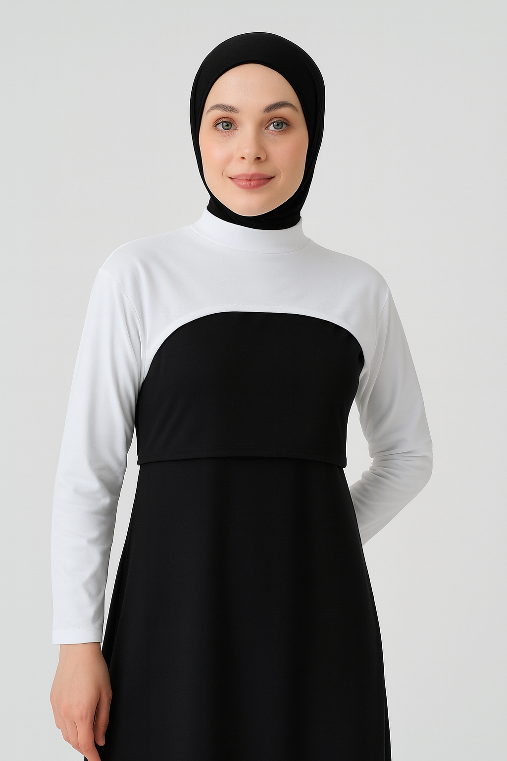 Stand Collar Neck Collar Sleeve - White
