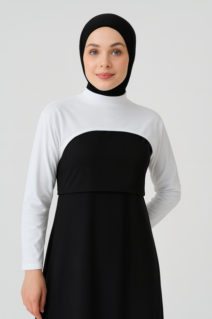 Stand Collar Neck Collar Sleeve - White