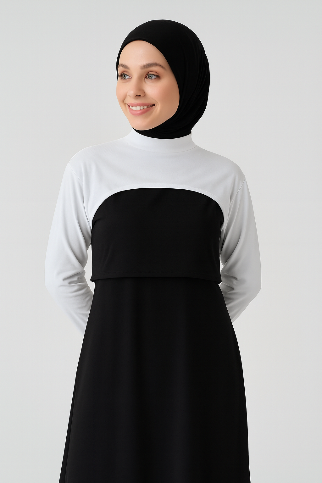 Stand Collar Neck Collar Sleeve - White