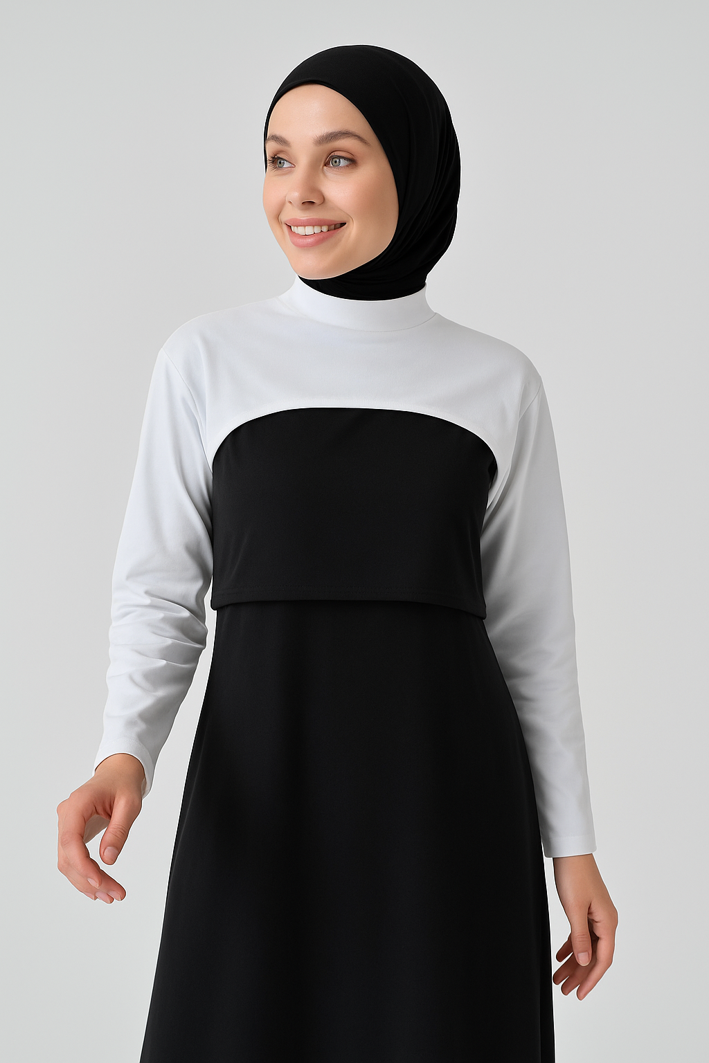 Stand Collar Neck Collar Sleeve - White