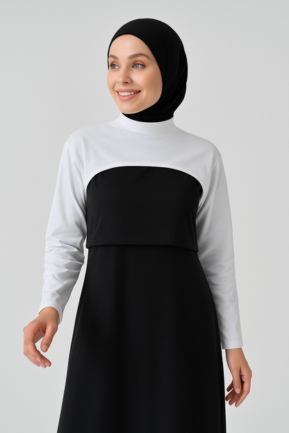 Stand Collar Neck Collar Sleeve - White