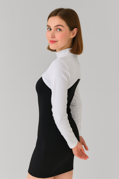 Stand Collar Neck Collar Sleeve - White